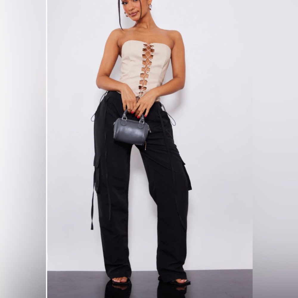 Petite Black Lightweight Shell Low Rise Cargo's